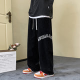 Men Sweatpants Embroidered Corduroy Pants Men's Loose Straight