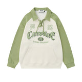 Men Hoodie Contrast Color Long Sleeves Polo Shirt Men's Loose Lapels Sweater