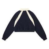 Women Hoodie Color Matching Short Long-Sleeved Sweater Girls' Autumn Top