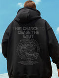 Wave Graphics Letter Print Loose Casual Fleece Hoodies
