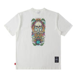 Men T Shirt Amekaji Vintage Printed Pure Cotton Loose Short Sleeve T-shirt for Men and Women