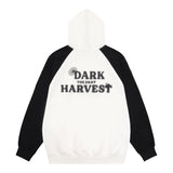 Men Hoodie Spider Web Contrast Color Raglan Hooded Sweater