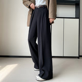 Palazzo Pants Straight Casual Suit Pants Women's Solid Color High Waist Wide Leg Pants Long