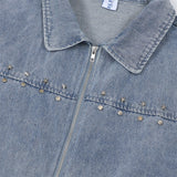 Men Denim Jacket Washed Denim Jacket Men's Spring and Autumn Loose Casual Zipper Cardigan Denim Jacket