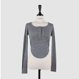 Women Long Sleeve Shirt Bottoming Shirt Curved Top Spring Show Chest
