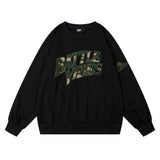 Men Hoodie Embroidered Letter Sweater Men's Loose Long Sleeve round Neck Autumn and Winter