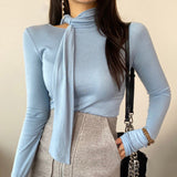 Women Long Sleeve Shirt Female Purple White