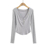 Women T-Shirt Top Hot Girl Slim-Fit Short Long Sleeve T-shirt Top