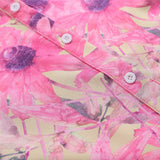 Women Long Sleeve Shirt Flare Sleeve Floral Shirt Women Autumn Hawaii Vacation Style