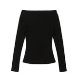 Women Long Sleeve T-shirt Floral-Print off-Shoulder Long Sleeve T-shirt for Women Autumn Cotton
