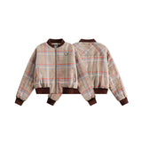 Unisex Jacket Winter Houndstooth Cotton Baseball Uniform