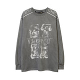 Men Long Sleeve Shirt Letter Printed round Neck Long Sleeve T-shirt Men Loose All-Matching Top