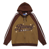Men Hoodie Hooded Jacket Men's Embroidery Sports Style with Letters Loose