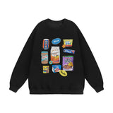 Men Hoodie Fun Snacks Graphic Print Crew Neck Sweatshirt