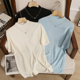 Women T-shirt Elbow Sleeve Sweater T-shirt for Women Spring and Summer