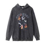 Men Hoodie Peace Dove Printed Washed Distressed Hooded Sweaters Menswear
