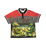 Mixed Emotion T-Shirt polo shirt lapel mesh casual loose short sleeves