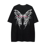Men T Shirt Washed and Worn Short-Sleeved T-shirt Men's Retro