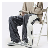 Men Sweatpants Men's Spring Sports Pants Stitching Wide-Leg Straight Pants