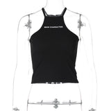 Women Halter Tops Summer Letter Print Sleeveless Vest for Women