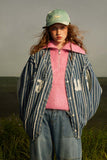 Unisex Jacket Autumn Striped Denim Coat Women's Clothing