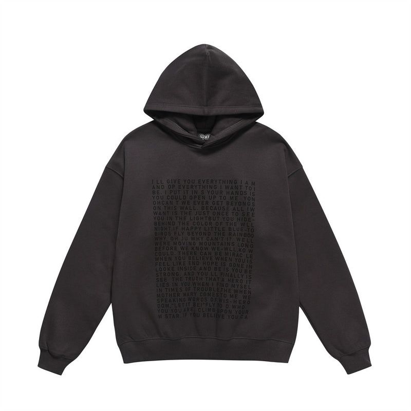 Men Fleece Lined Hoodie Autumn and Winter Hooded Sweater Male Letter Printed Long Sleeve Loose Pullover
