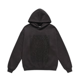 Men Fleece Lined Hoodie Autumn and Winter Hooded Sweater Male Letter Printed Long Sleeve Loose Pullover