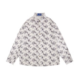 Men Long Sleeved T Shirt Spring and Autumn Floral Shirt Ins Loose Casual Long Sleeves Shirt