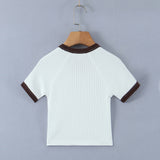 Women T-shirt Spring and Summer Women's Clothing Contrast Color Sleeves Short Top T-shirt