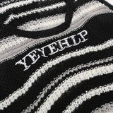 Women Vest Striped Color Matching Knitted Short Vest Summer Letter Vest