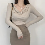 Women Long Sleeve Shirt Casual Bottoming Shirt Autumn