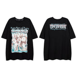 Men T Shirt Anime Print Short Sleeve T-shirt Vintage Loose Couple
