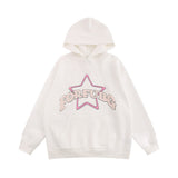Men Hoodie Five-Pointed Star Letter Foam Printed Hoodie