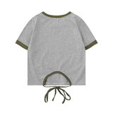 Women T-shirt Printed Short-Sleeved T-shirt Women's Summer Midriff Outfit round Neck