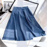 Women Skirt Spring High Waist Pure Color Mid-Length Skirt