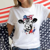 Women's Independence Day T Shirt round Neck Short Sleeve T-shirt Women's Top