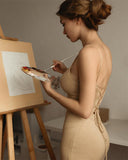 Women Sweater Dress Mid-Length Tight Knitted Dress Summer Dress