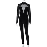 Women Jumpsuit Back Zipper Slim Fit Solid Color Jumpsuit