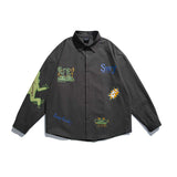 Unisex Jacket Autumn Cartoon Embroidered Printed Shirt