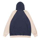 Men Hoodie Color-Block Raglan Sleeves Hooded Sweater Men's Spring and Autumn Leisure Letter Embroidered Zipper Jacket