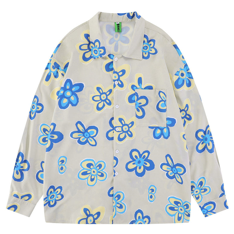 Men Long Sleeved T Shirt Printed Full Printed Long Sleeve Shirt Men's Casual Loose Pattern Spring and Autumn