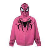 Men Hoodie Masked Spider-Man Zipper Hooded Sweater Embroidered Long Sleeve Cardigan Sweater