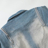 Men Denim Jacket Patterned Denim Jacket Men's Stitching Denim Clothes Jacket Autumn