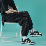 Men Sweatpants Graffiti Pants Men's Korean-Style Trendy Loose Straight Casual Pants