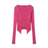 Women Sweater Autumn Solid Color Vertical Pattern Sweater