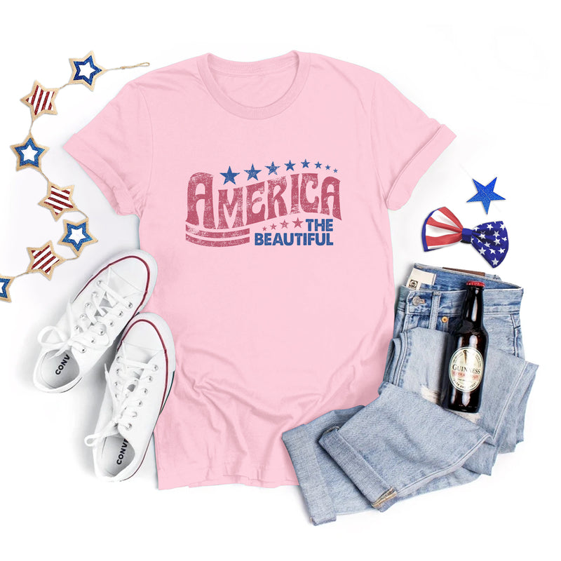 National Flag Day T Shirts Summer Women's Short Sleeve T-shirt Independence Day round Neck