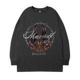 Men Long Sleeve Shirt Tkpa Vintage Letter Printed Long Sleeve T-shirt Men and Women Loose Top Ins