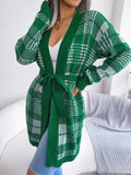 Plaid Trench Coat Ins Style Autumn and Winter Plaid Casual Cardigan Sweater Coat