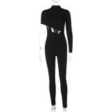 Women Jumpsuit High Elastic Shoulder Long Sleeve Jumpsuit
