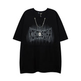 Men T Shirt Gothic Cross Graffiti Printing Short Sleeve T-shirt Men and Women Street Loose